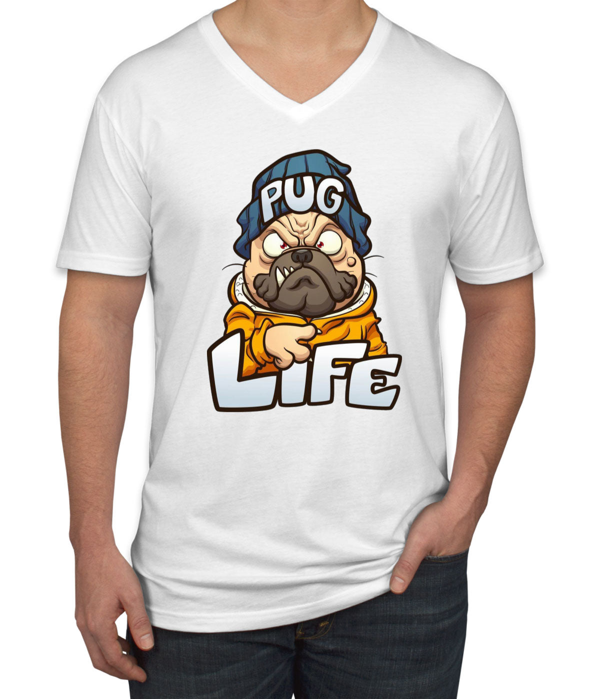 Pug Life Pug Dog Cartoon Men's V Neck T-shirt