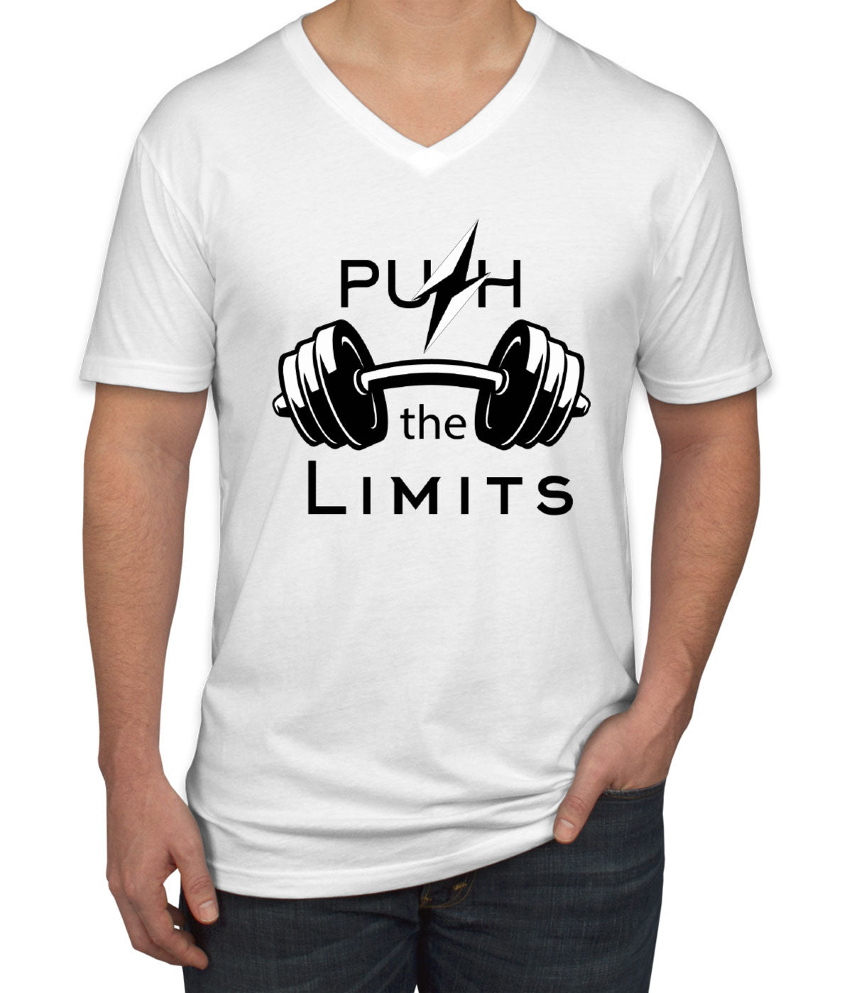 Push The Limit Gym Fitness Men's V Neck T-shirt