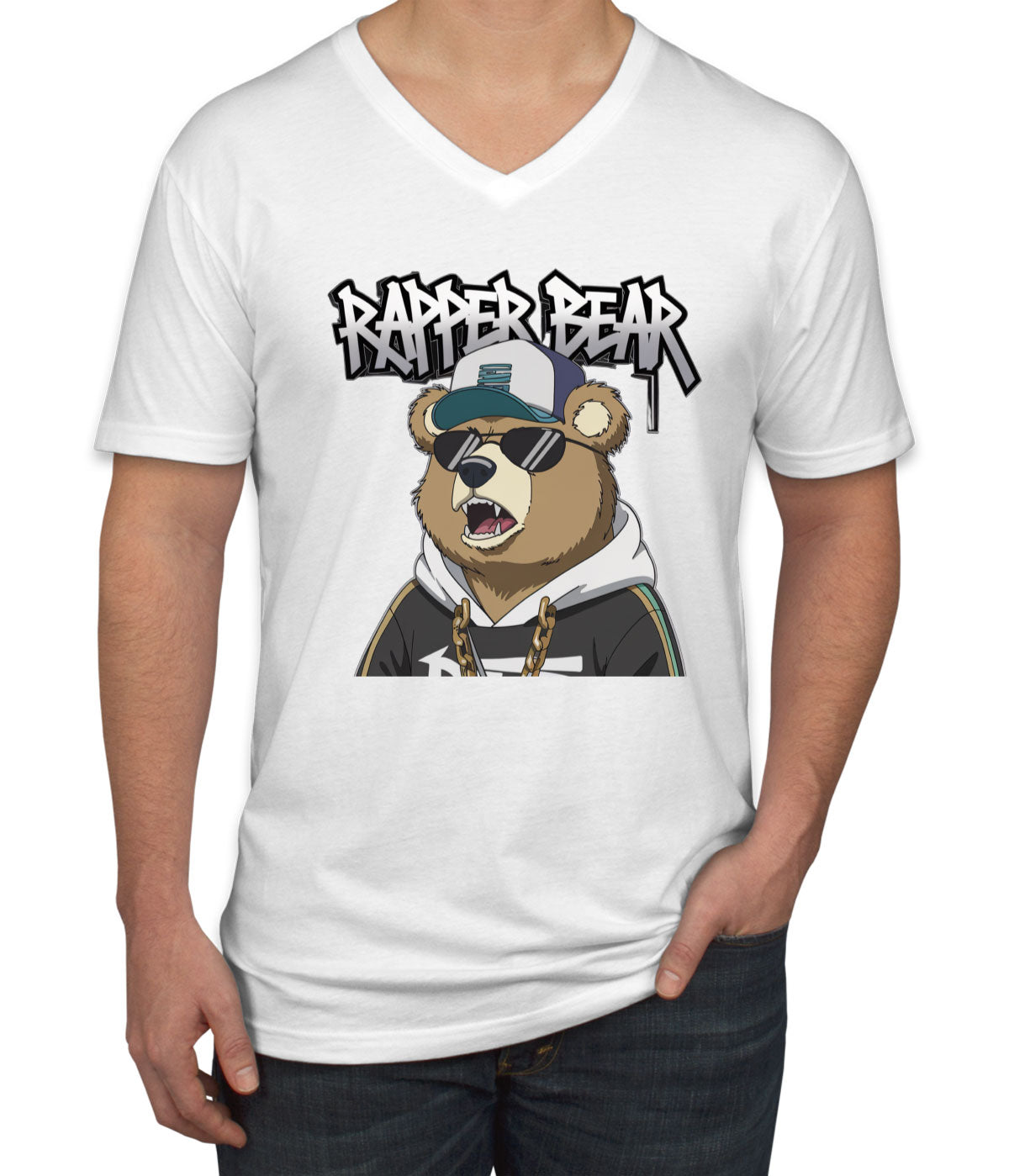Rapper Bear Men's V Neck T-shirt