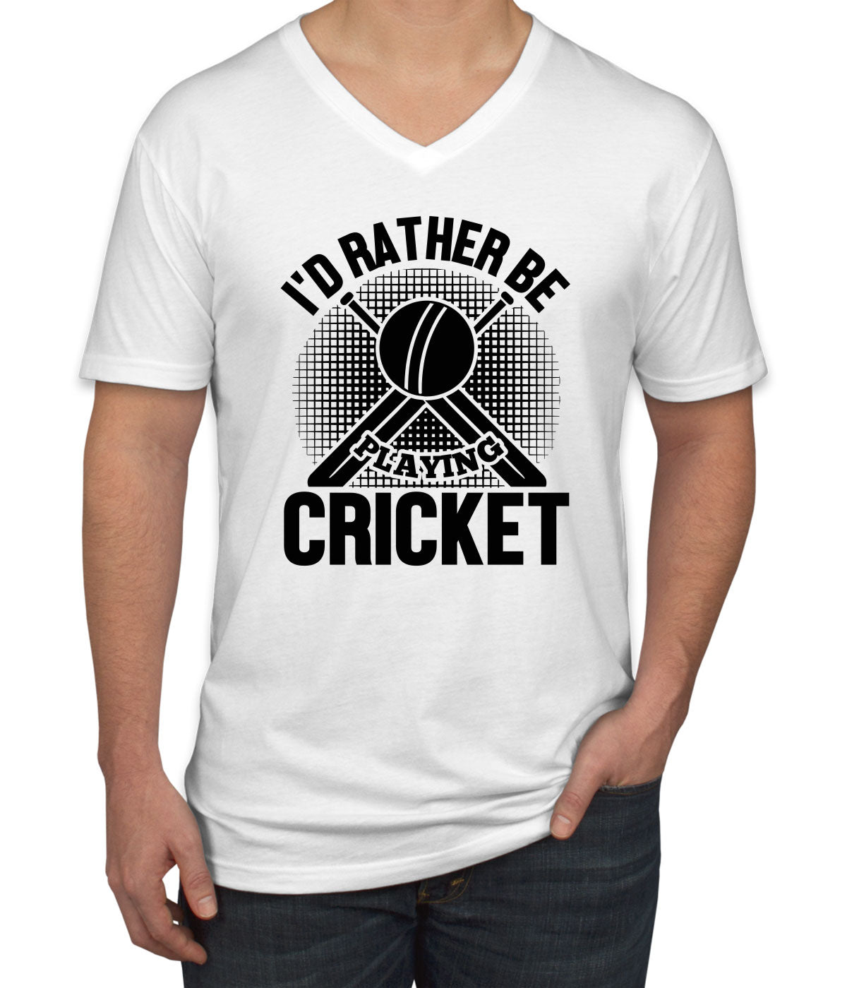 I'd Rather Be Playing Cricket Men's V Neck T-shirt