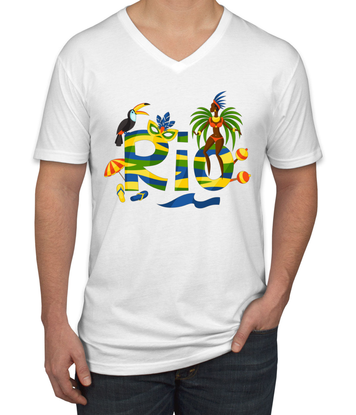 Rio De Janeiro Brazil Carnival Men's V Neck T-shirt