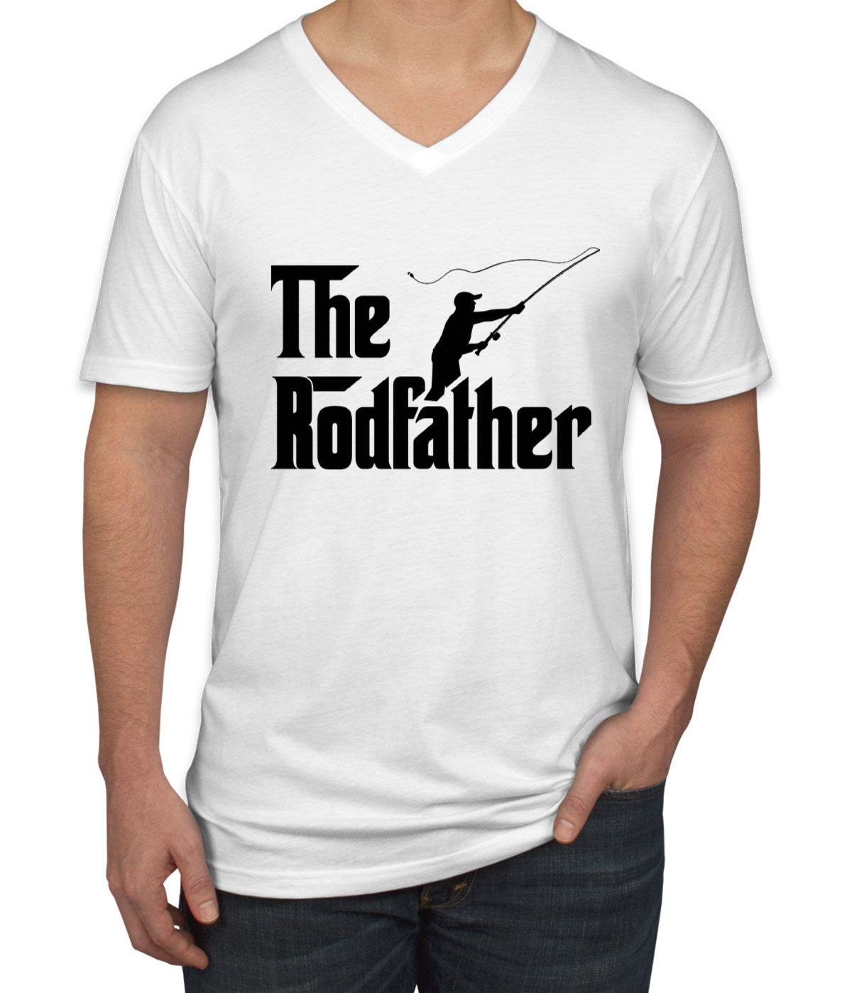 The Rodfather Fishing Father's Day Men's V Neck T-shirt
