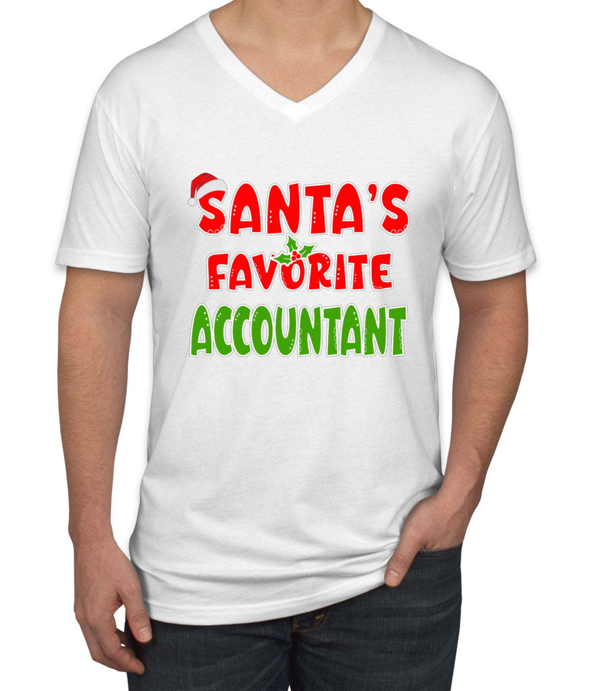 Santa's Favorite Accountant Men's V Neck T-shirt