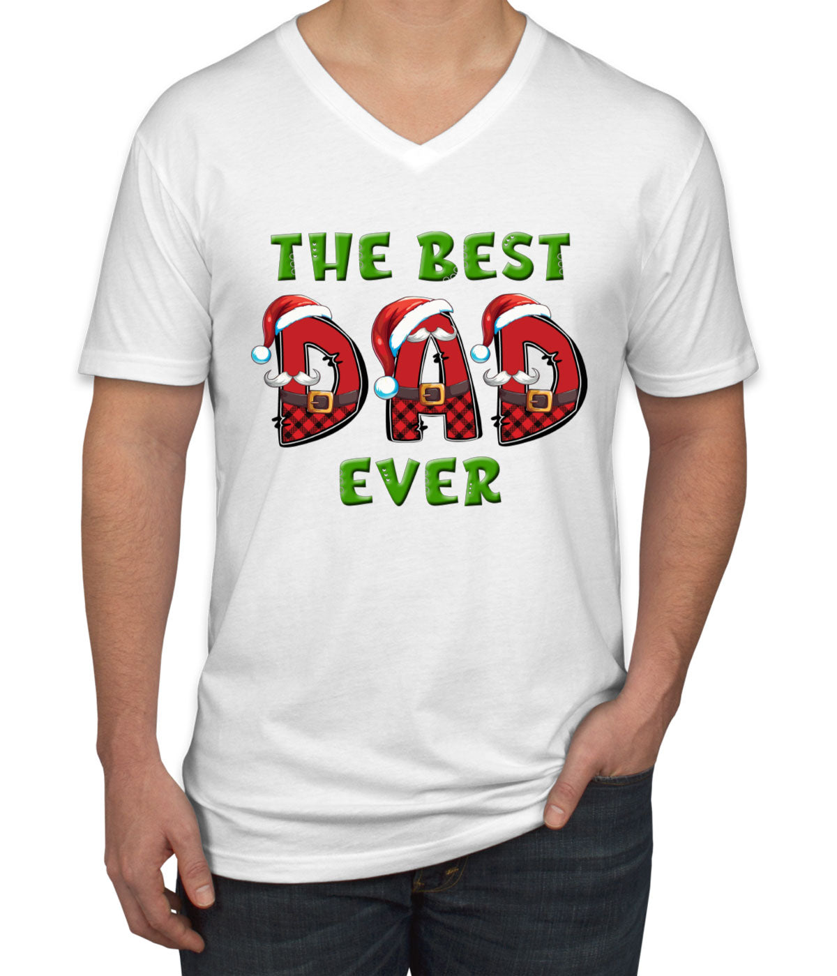 Best Dad Ever Christmas Santa Men's V Neck T-shirt