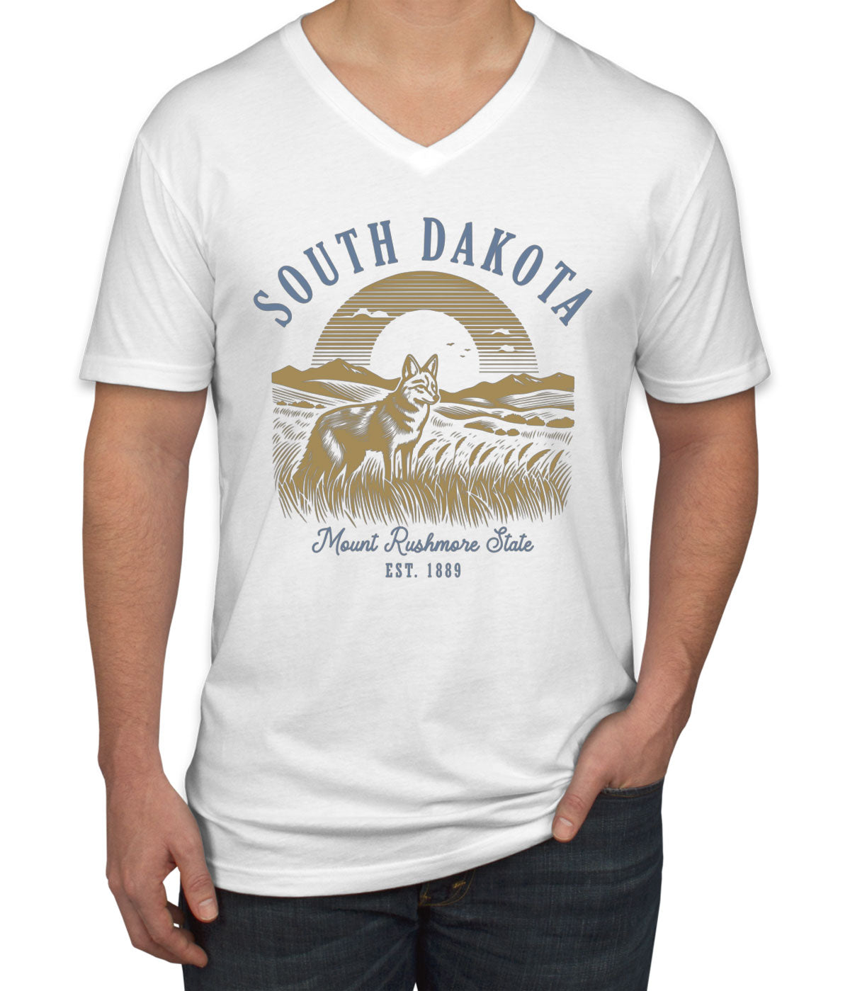 South Dakota State Vintage Men's V Neck T-shirt