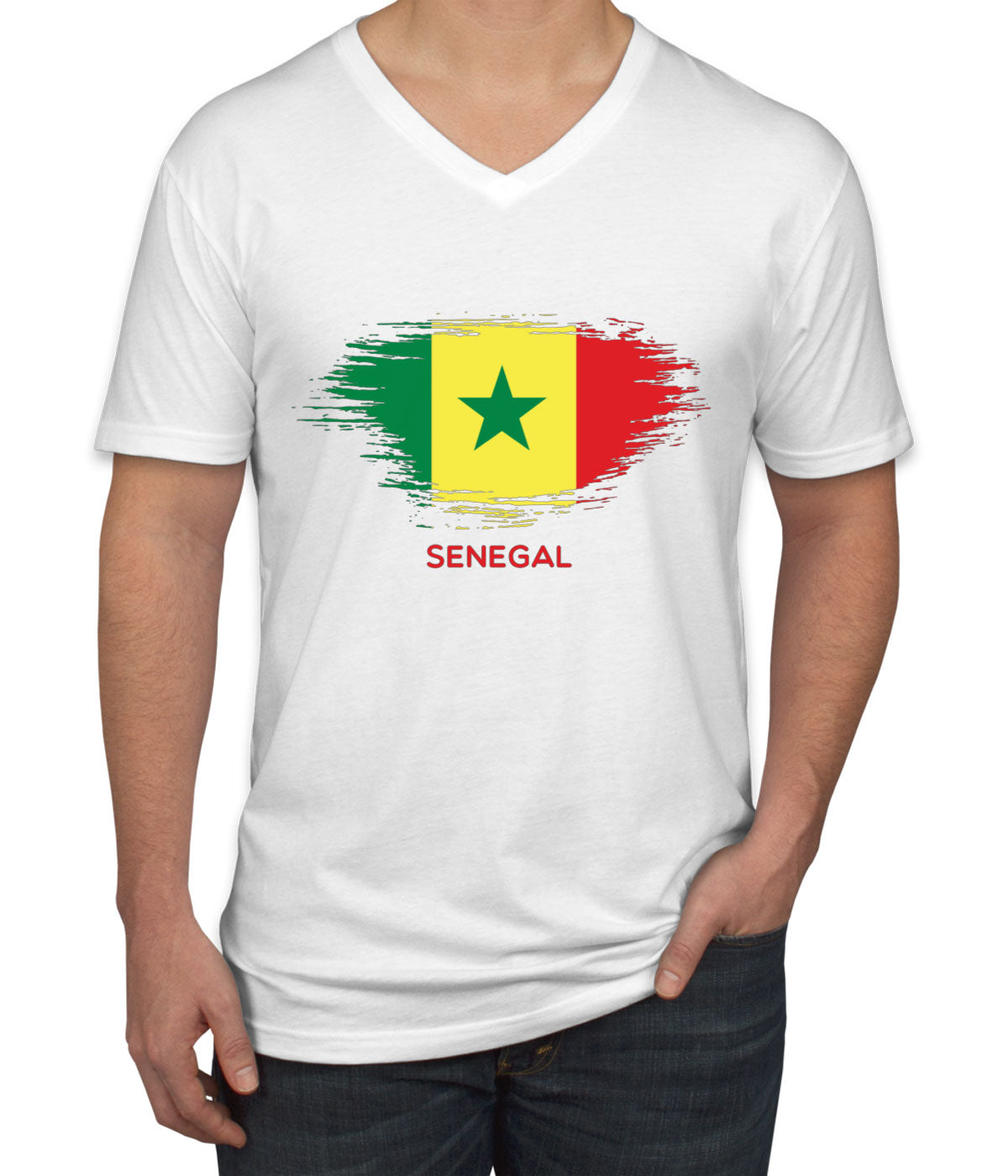 Senegal Flag Men's V Neck T-shirt