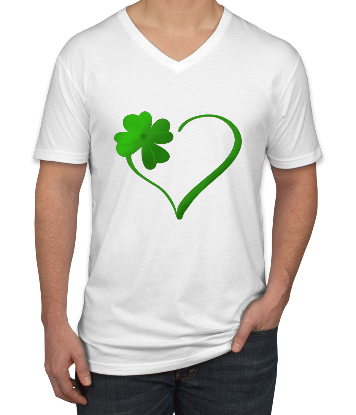 Shamrock Heart St. Patrick's Day Men's V Neck T-shirt