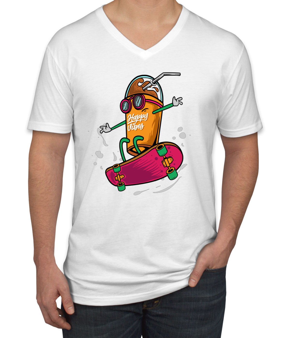 Monster Skateboard Men's V Neck T-shirt