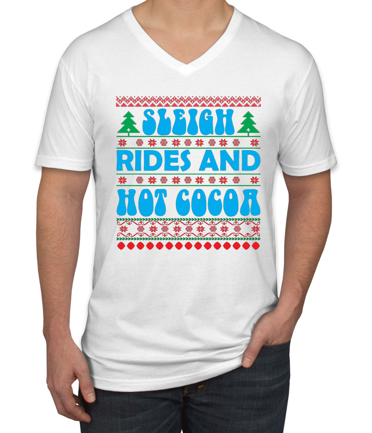 Sleigh Rides And Hot Cocoa Men's V Neck T-shirt