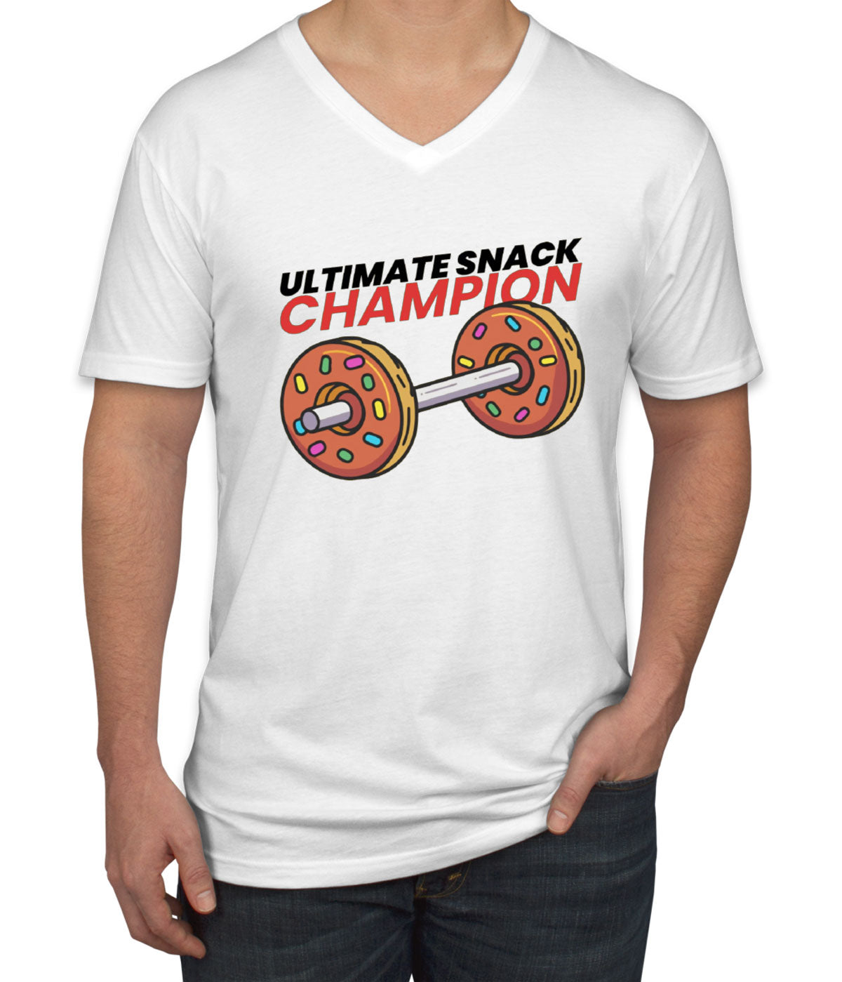 Ultimate Snack Champion Donut Gym Fitness Men's V Neck T-shirt