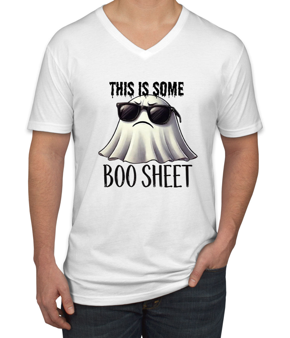 This Is Some Boo Sheet Halloween Men's V Neck T-shirt