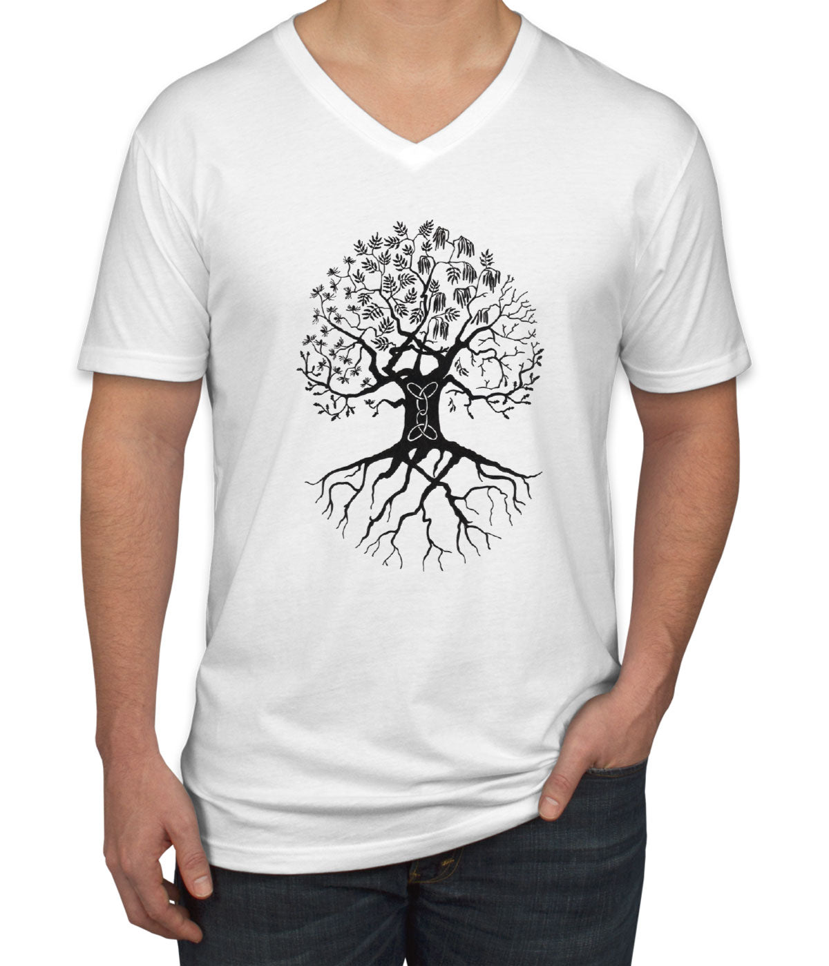 Spiritual Tree Meditation Reiki Roots Men's V Neck T-shirt