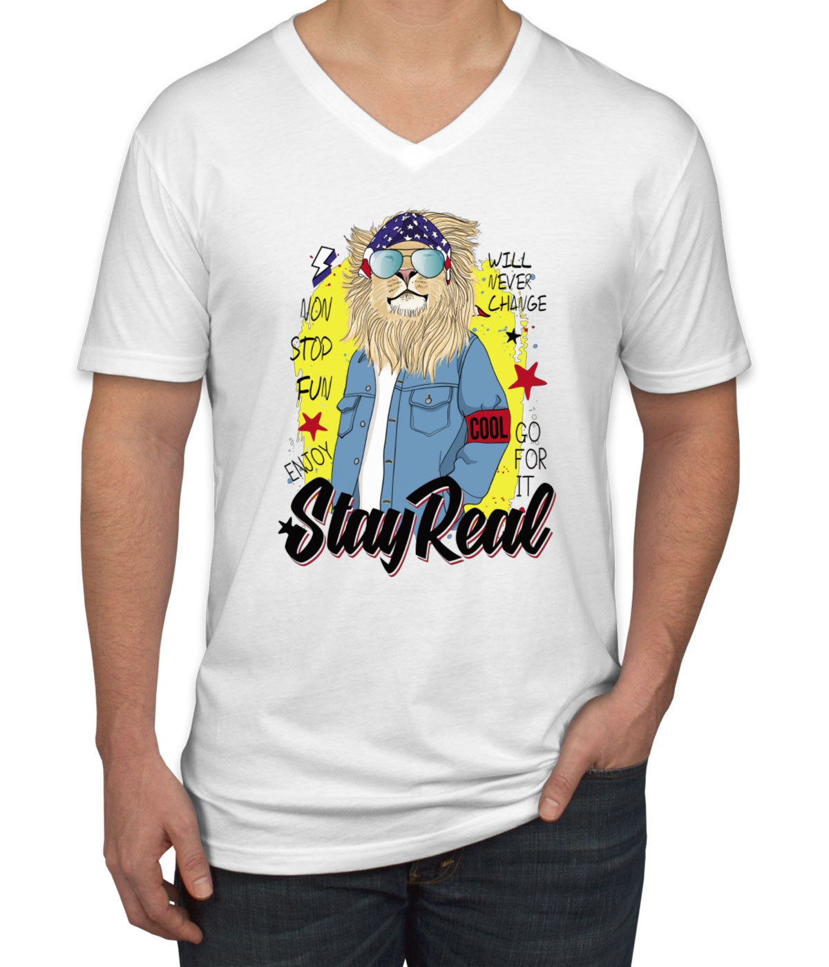 Stay Real Men's V Neck T-shirt