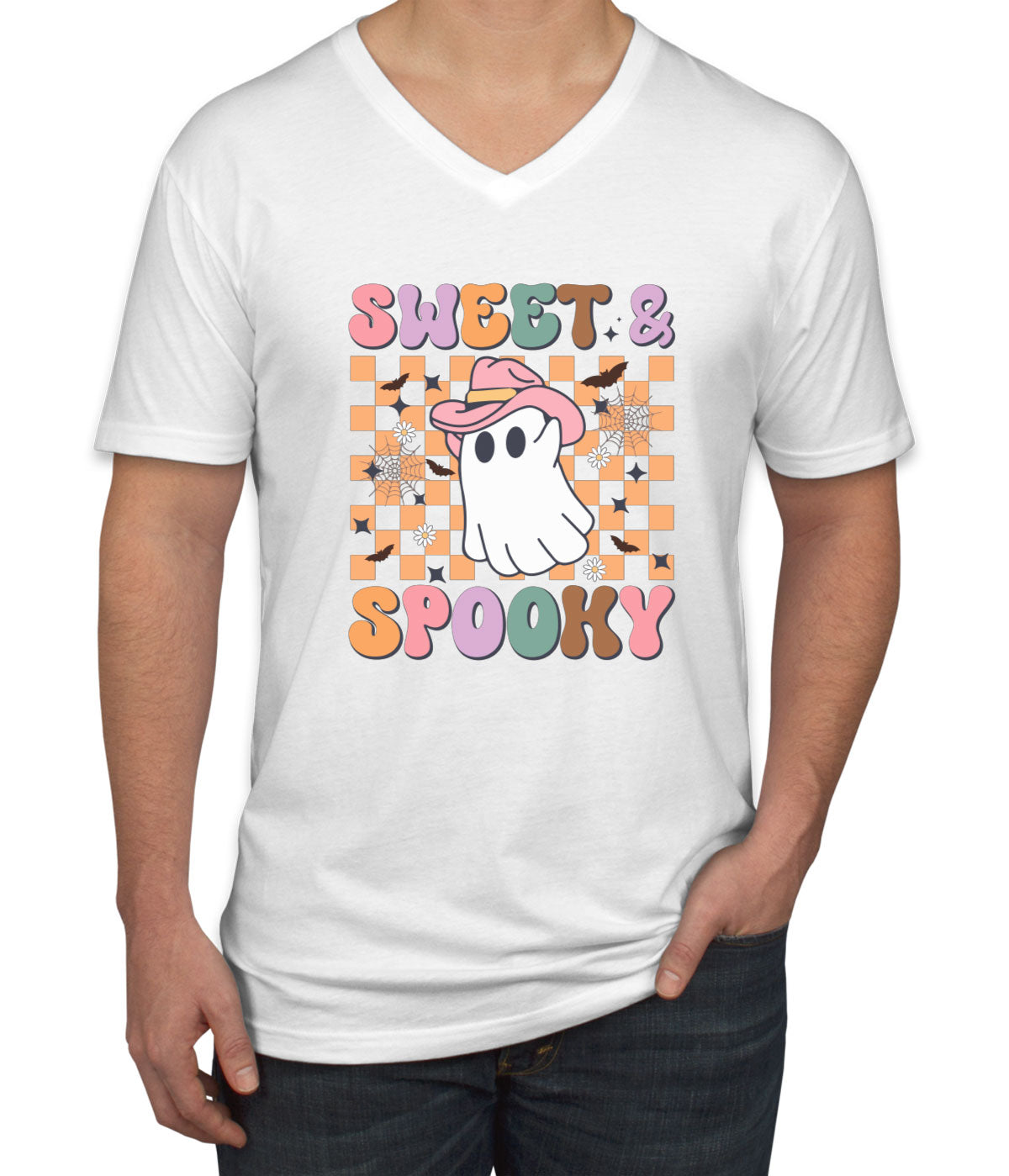 Sweet And Spooky Halloween Men's V Neck T-shirt