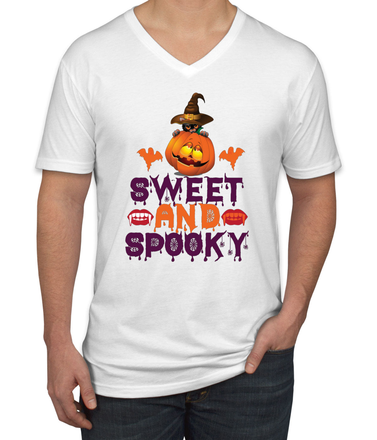 Sweet And Spooky Halloween Men's V Neck T-shirt