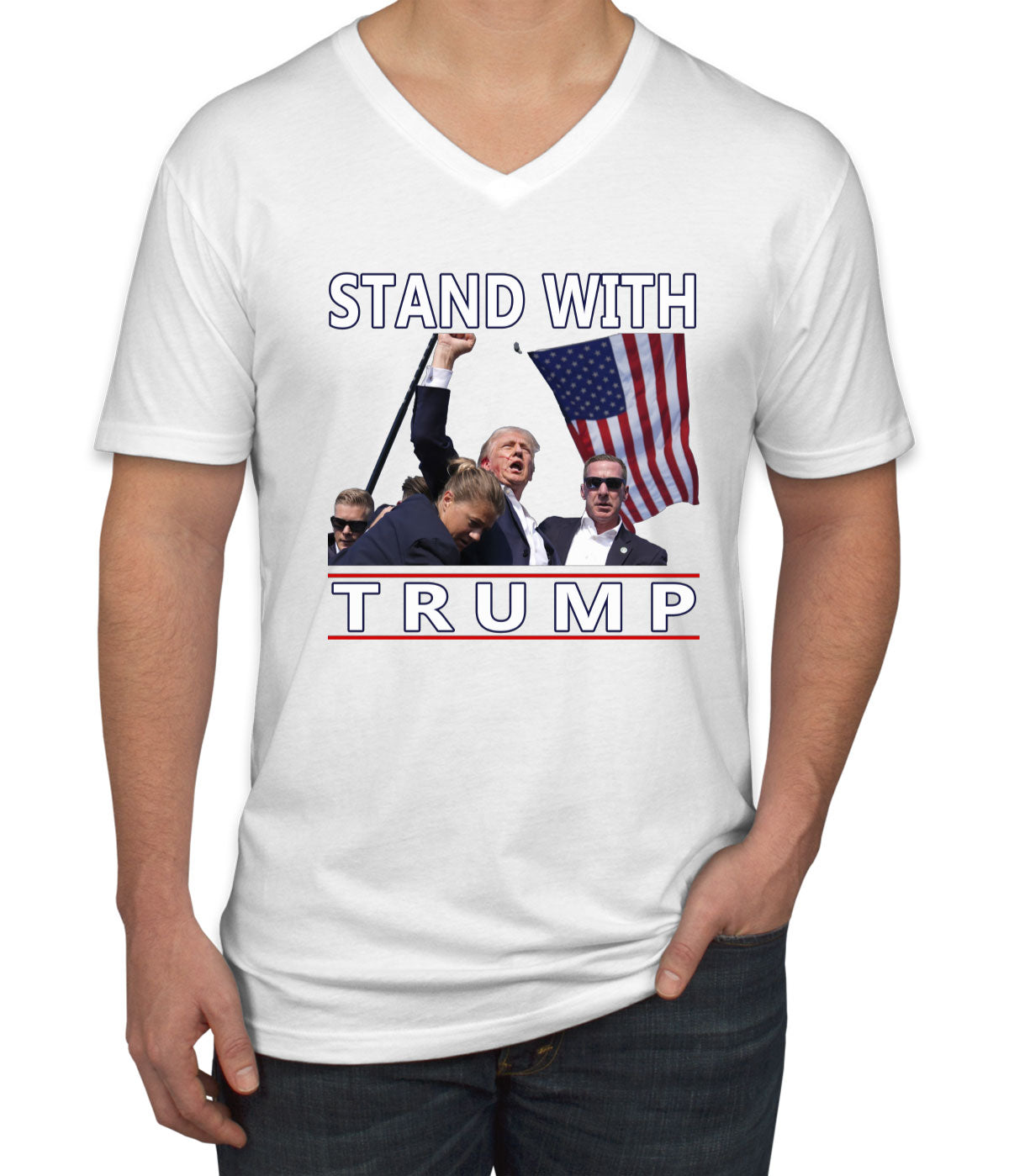 Stand With Trump Men's V Neck T-shirt