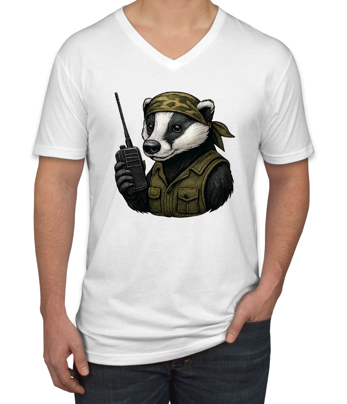 Tactical Raccoon Hunting Men's V Neck T-shirt