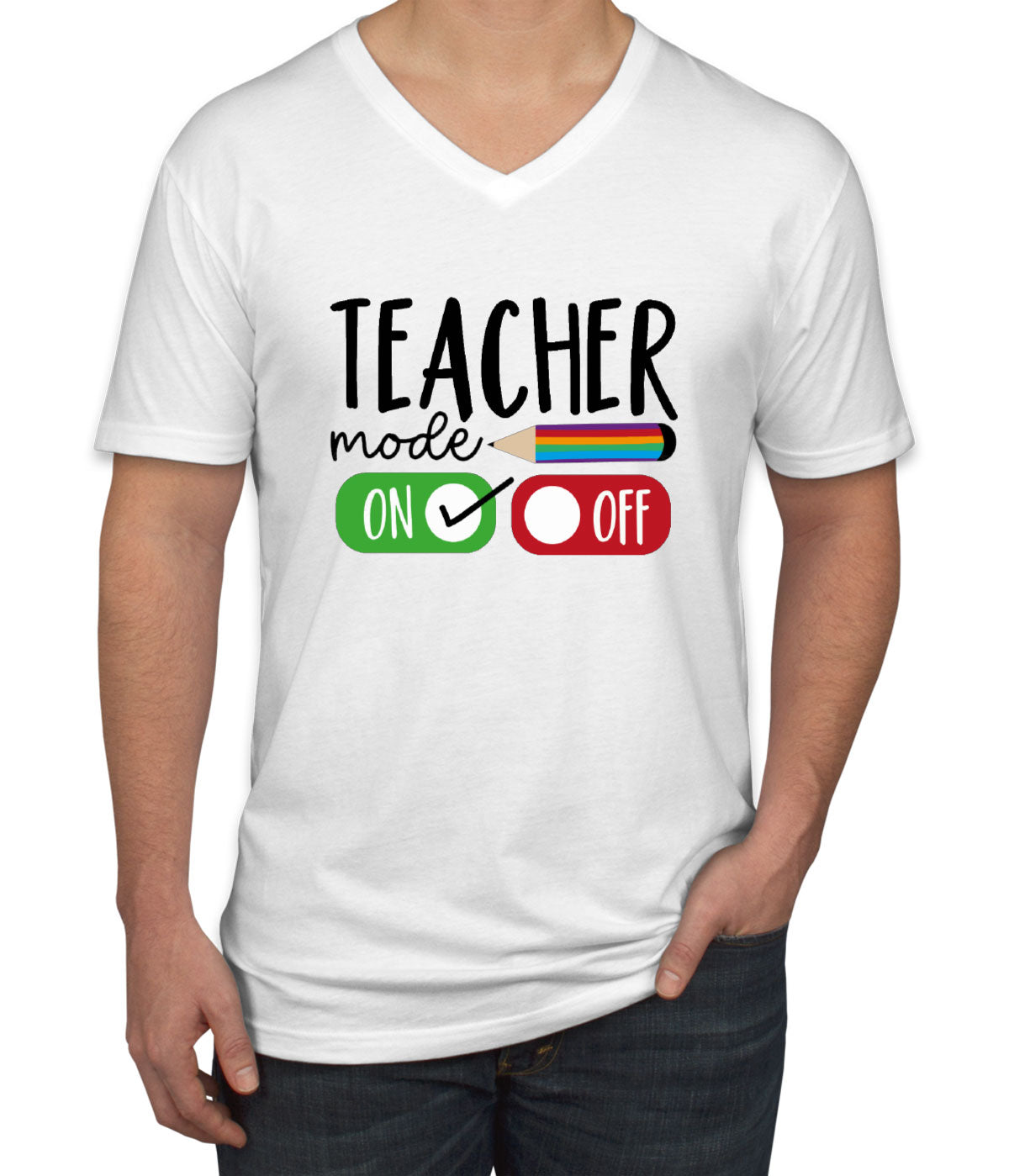 Teacher Mode On Men's V Neck T-shirt