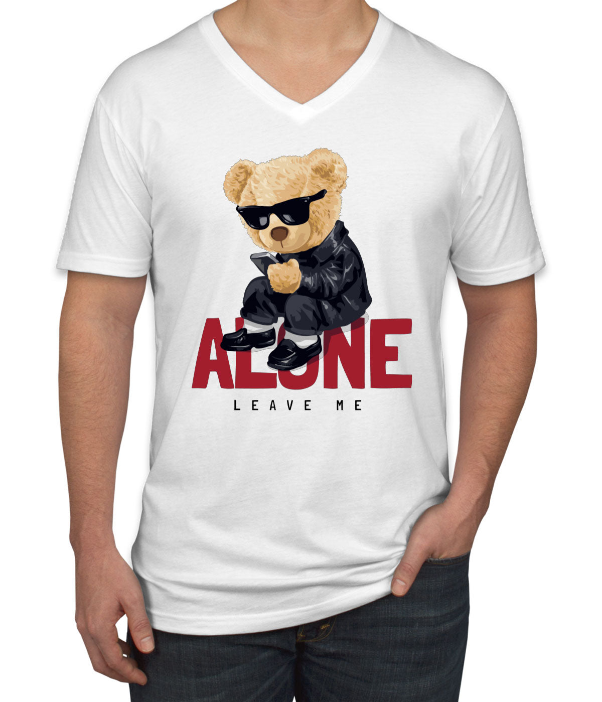 Teddy Bear Leave Me Alone Men's V Neck T-shirt