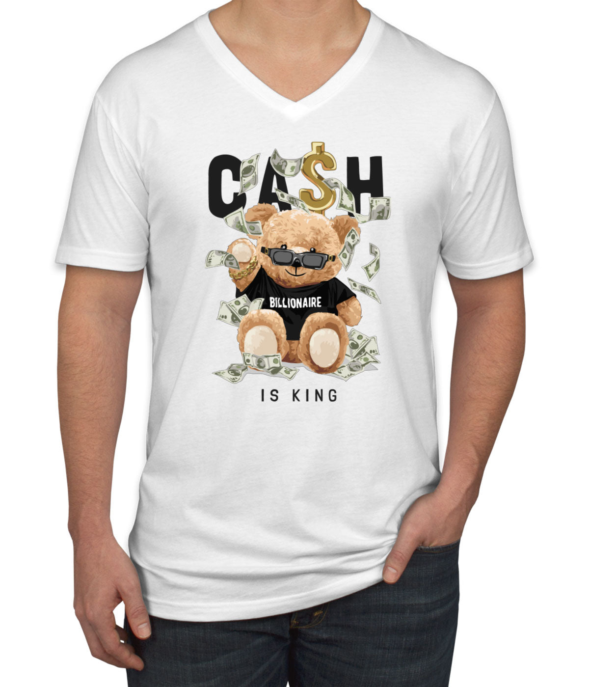 Teddy Bear Cash Billionaire Men's V Neck T-shirt