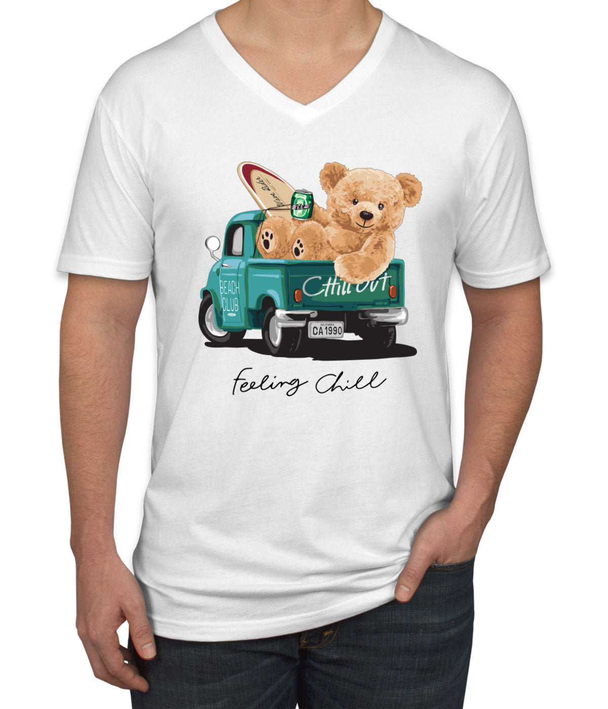 Teddy Bear Chill Out Men's V Neck T-shirt