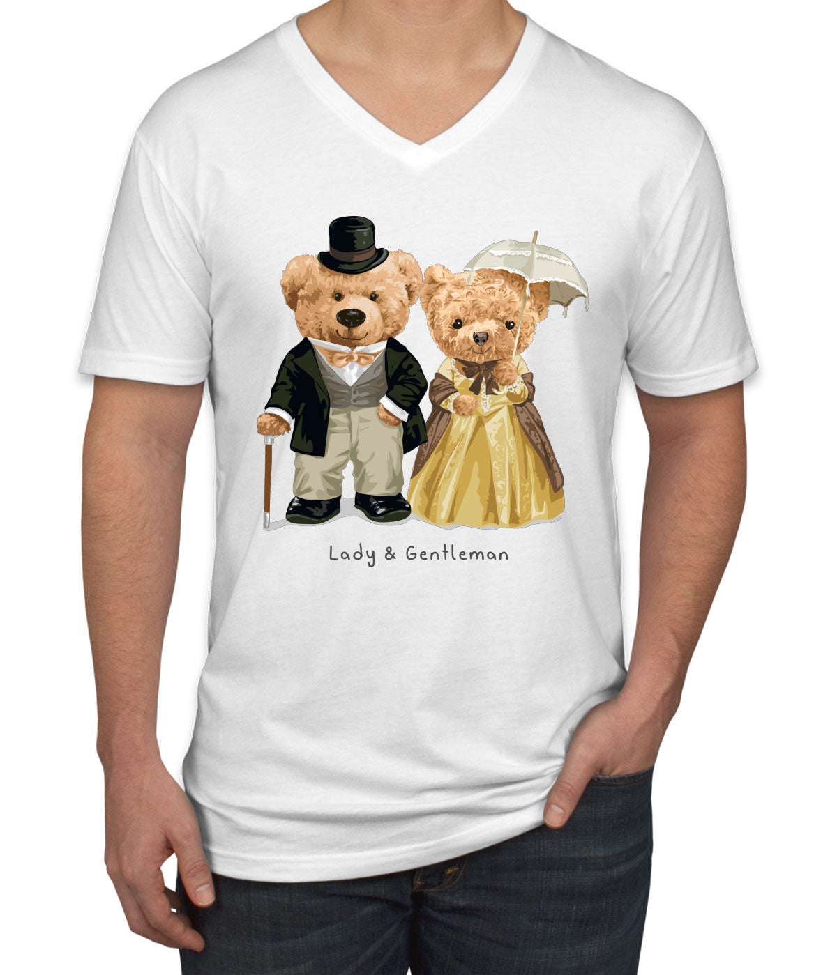 Teddy Bear Couple Men's V Neck T-shirt