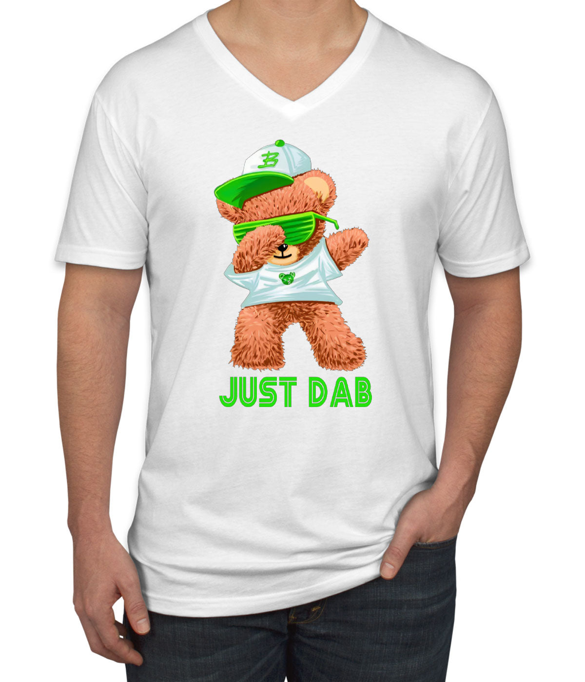 Dabbing Teddy Bear Just Dab Men's V Neck T-shirt