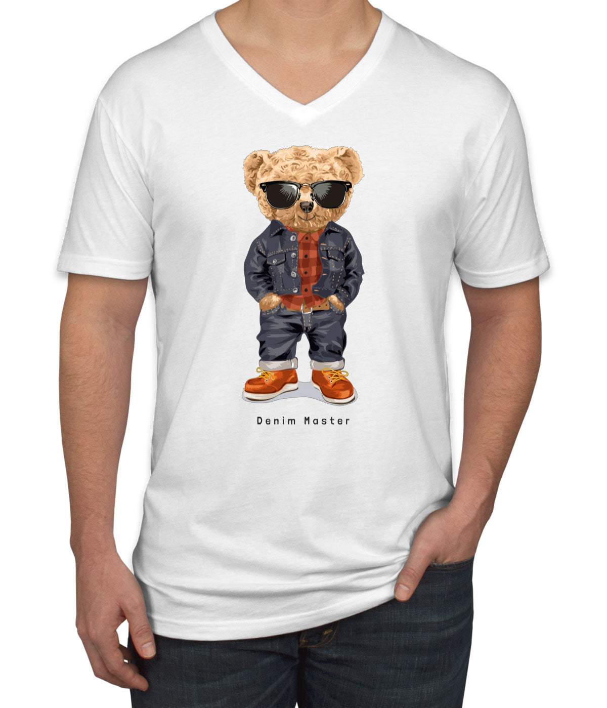 Teddy Bear Denim Master Men's V Neck T-shirt