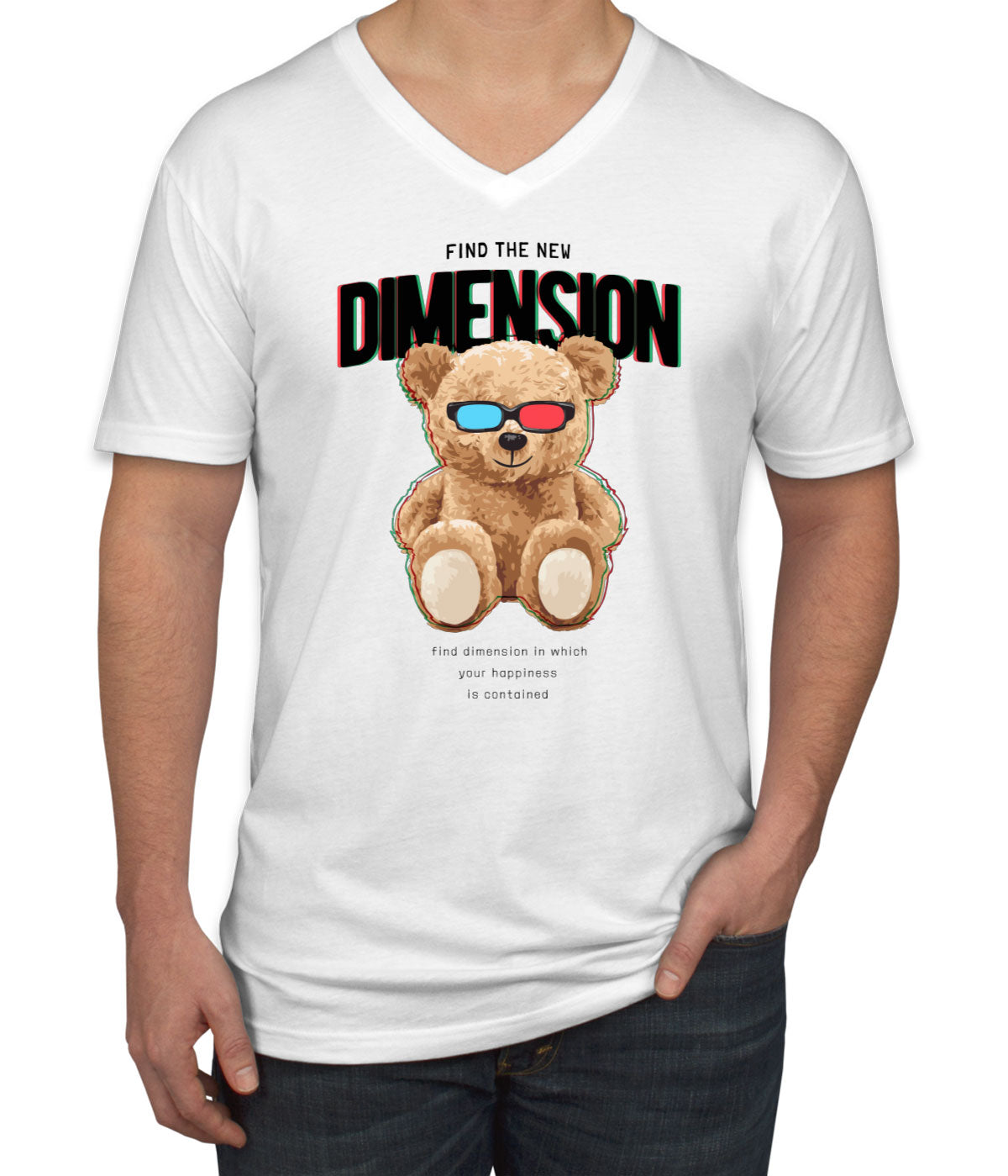 Teddy Bear Dimension Men's V Neck T-shirt