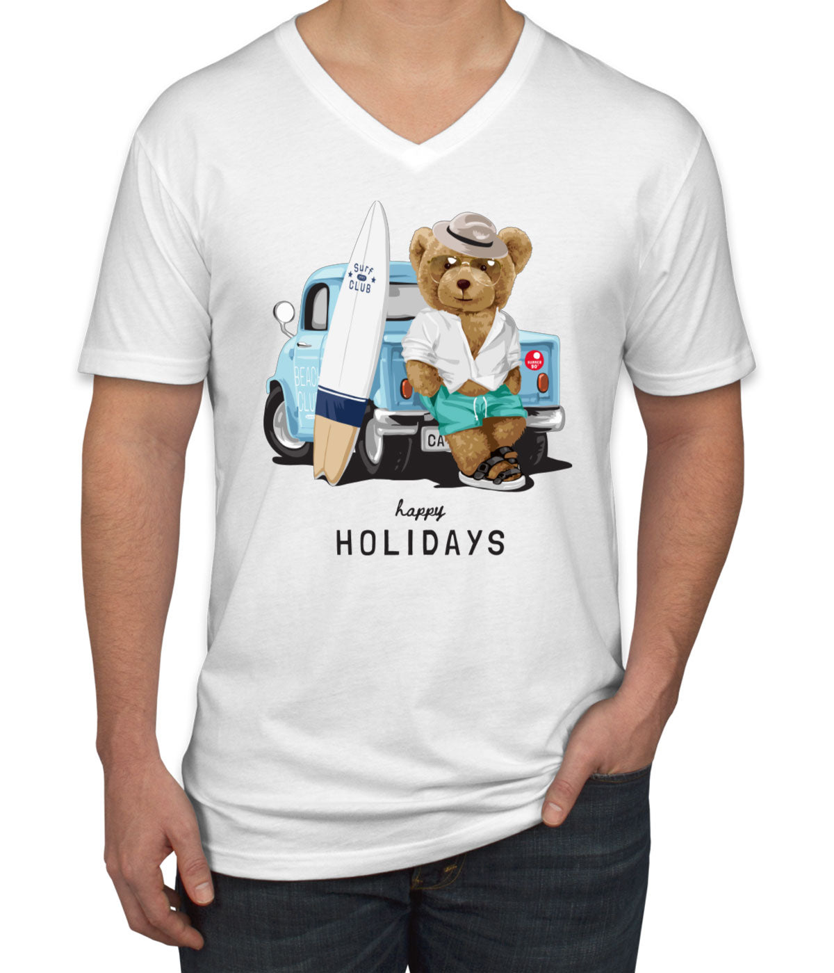 Teddy Bear Holiday Men's V Neck T-shirt