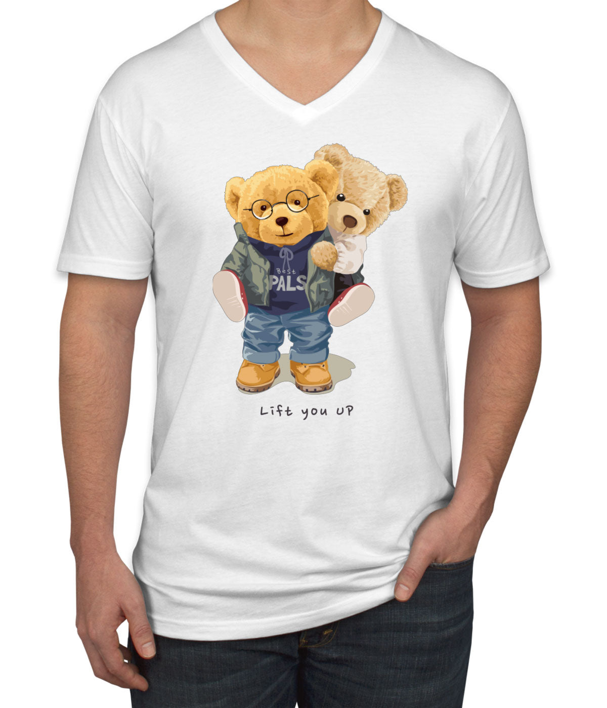 Teddy Bear Lift Men's V Neck T-shirt