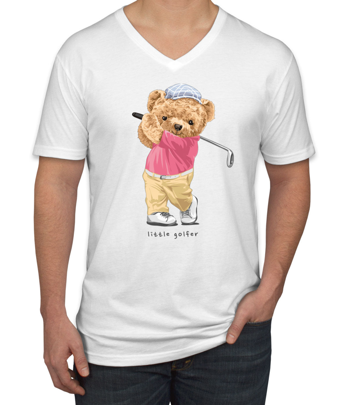 Teddy Bear Lil Golfer Men's V Neck T-shirt