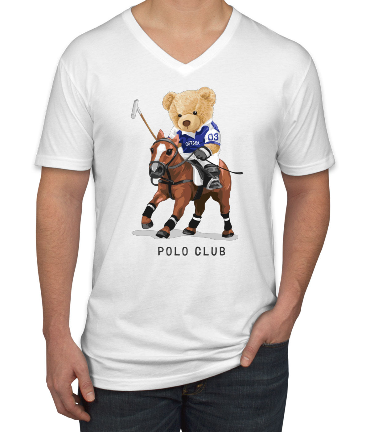 Teddy Bear Polo Men's V Neck T-shirt