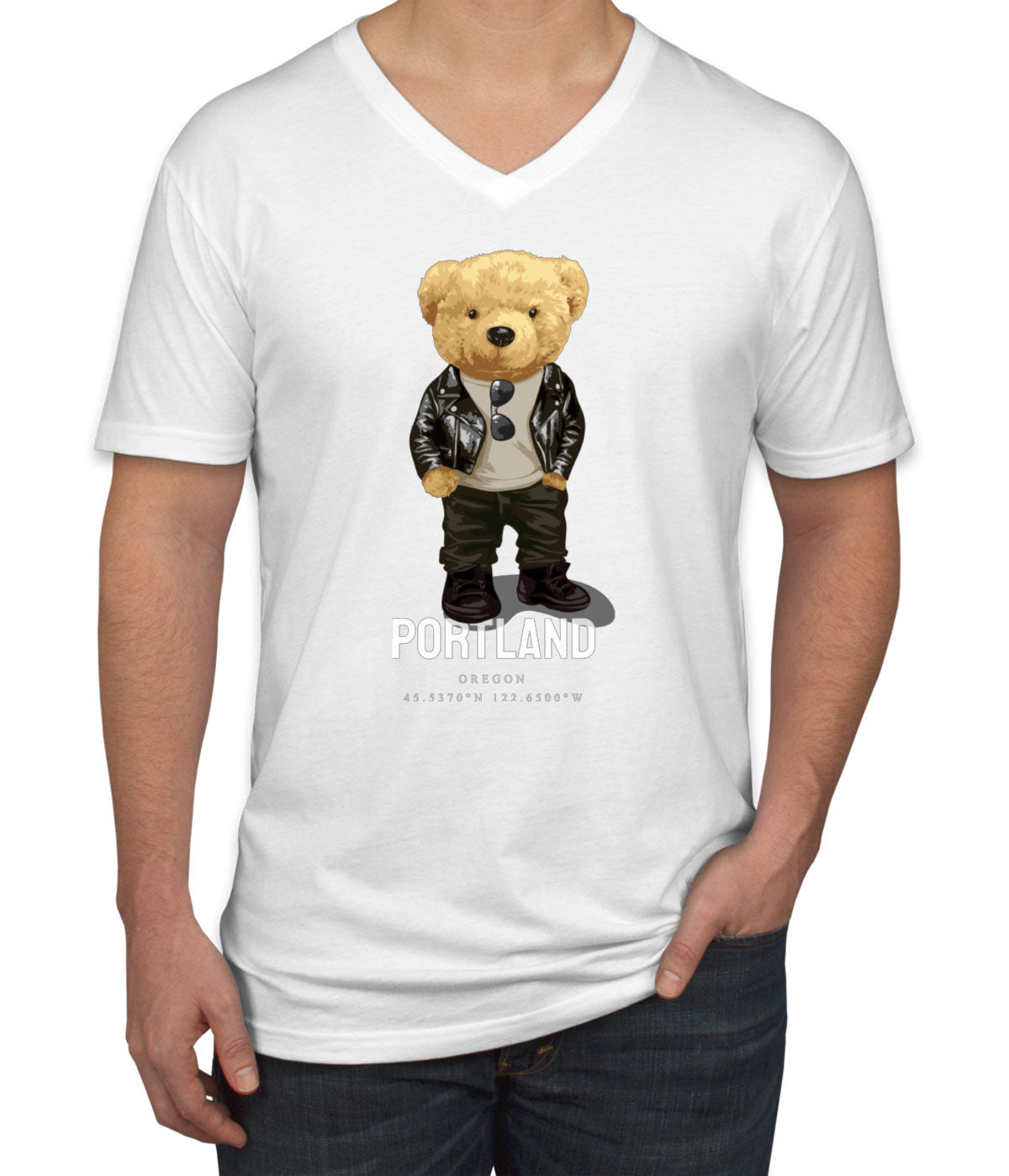 Teddy Bear Portland Men's V Neck T-shirt