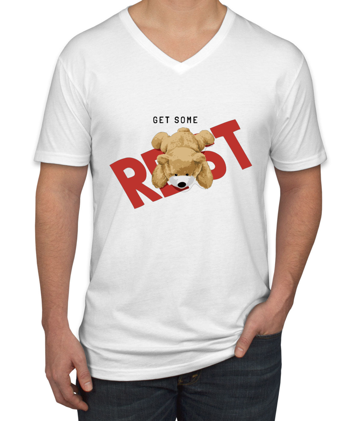 Teddy Bear Get Some Rest Men's V Neck T-shirt