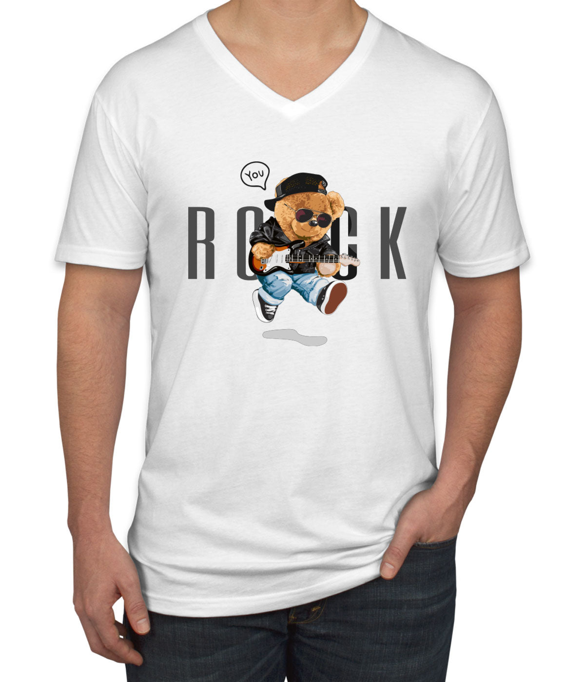 Teddy Bear Rock Men's V Neck T-shirt