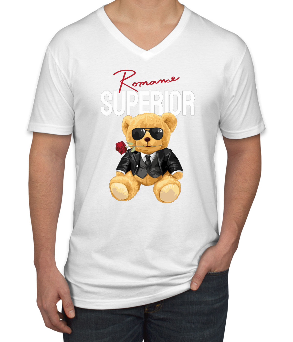 Teddy Bear Romance Men's V Neck T-shirt