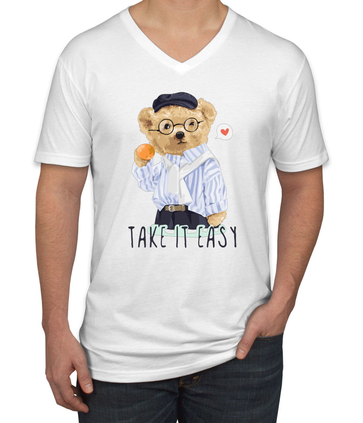 Teddy Bear Take It Men's V Neck T-shirt