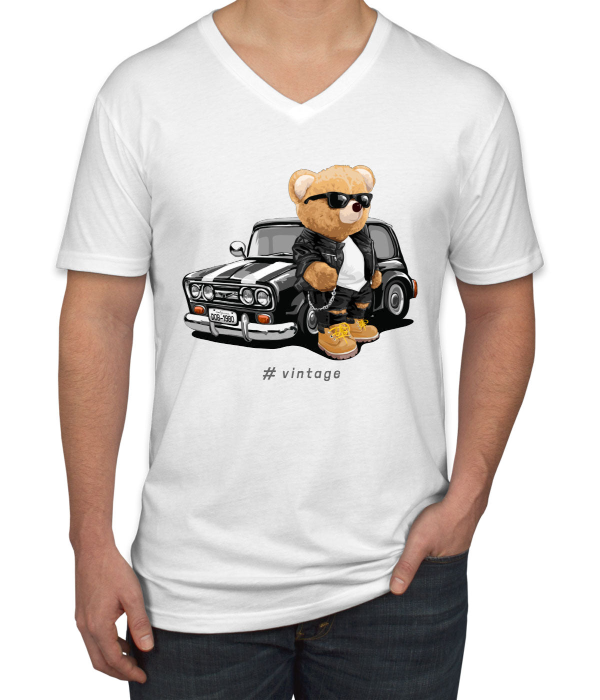 Teddy Bear Vintage Men's V Neck T-shirt