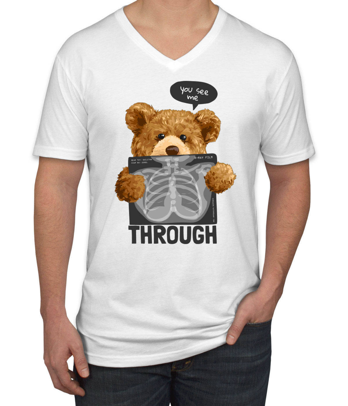 Teddy Bear XRay Men's V Neck T-shirt