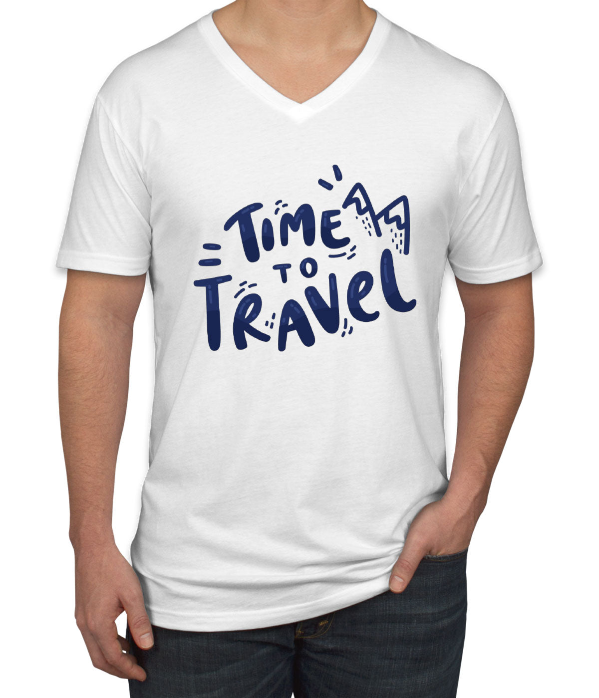 Time To Travel Men's V Neck T-shirt