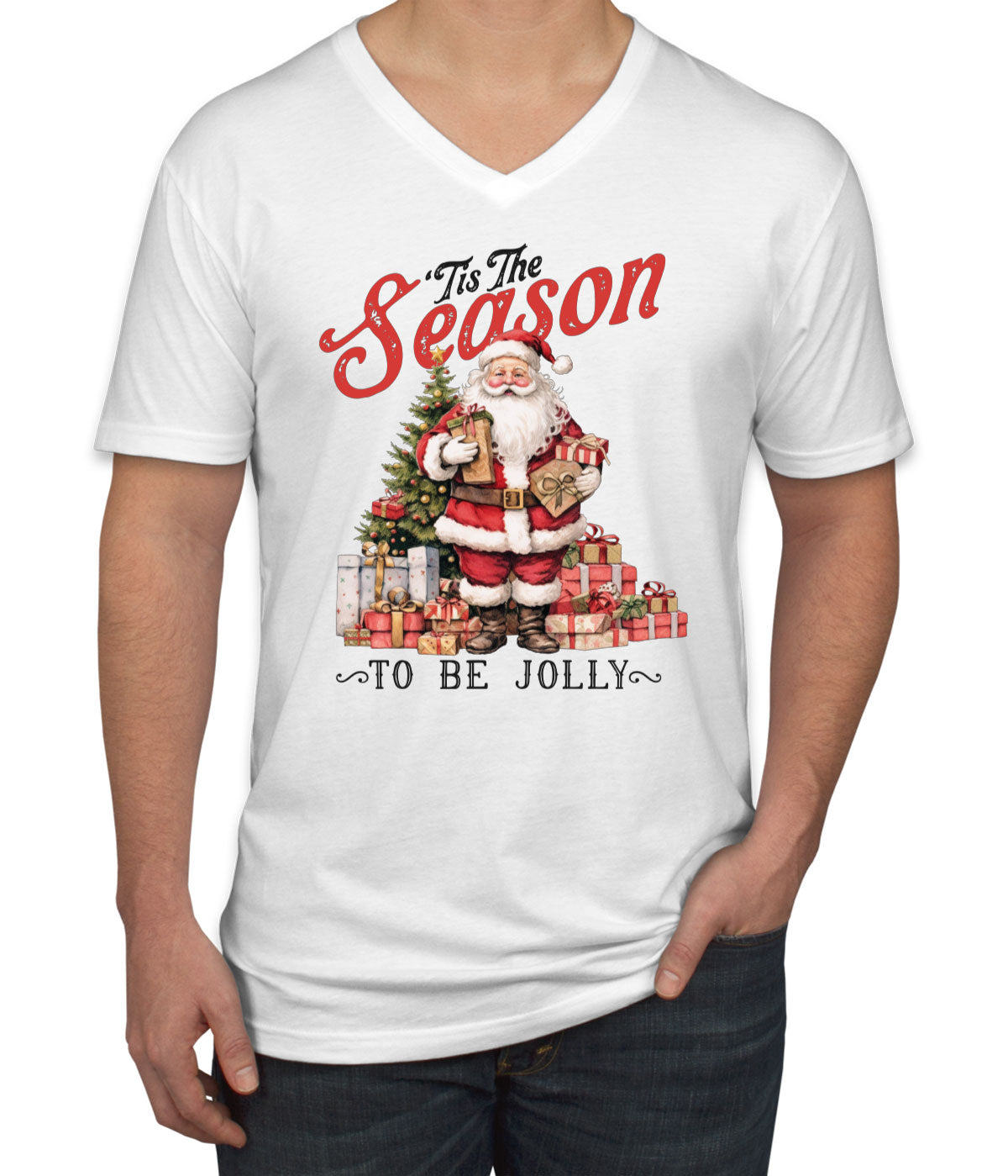 Tis The Season To Be Jolly Christmas Men's V Neck T-shirt