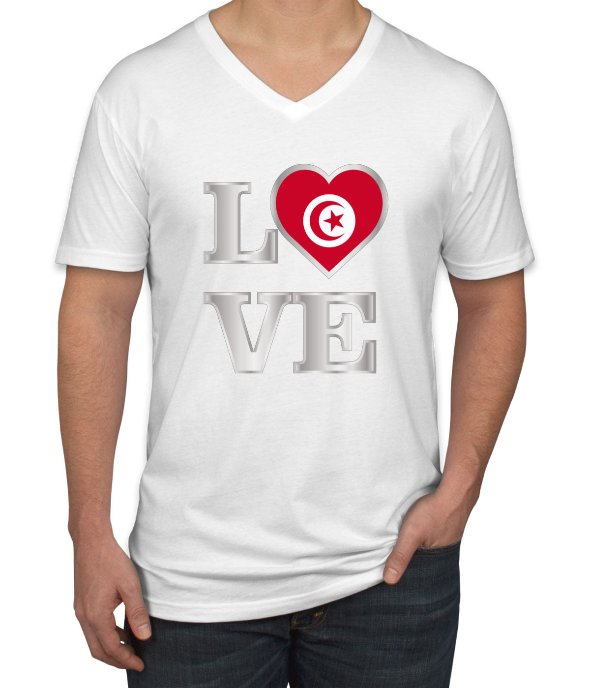 Tunisia Love Men's V Neck T-shirt