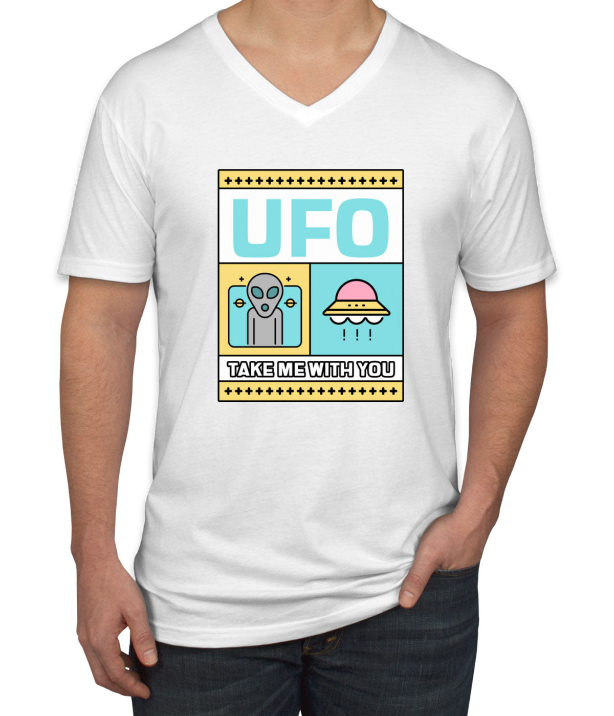 UFO Take Me With You Men's V Neck T-shirt