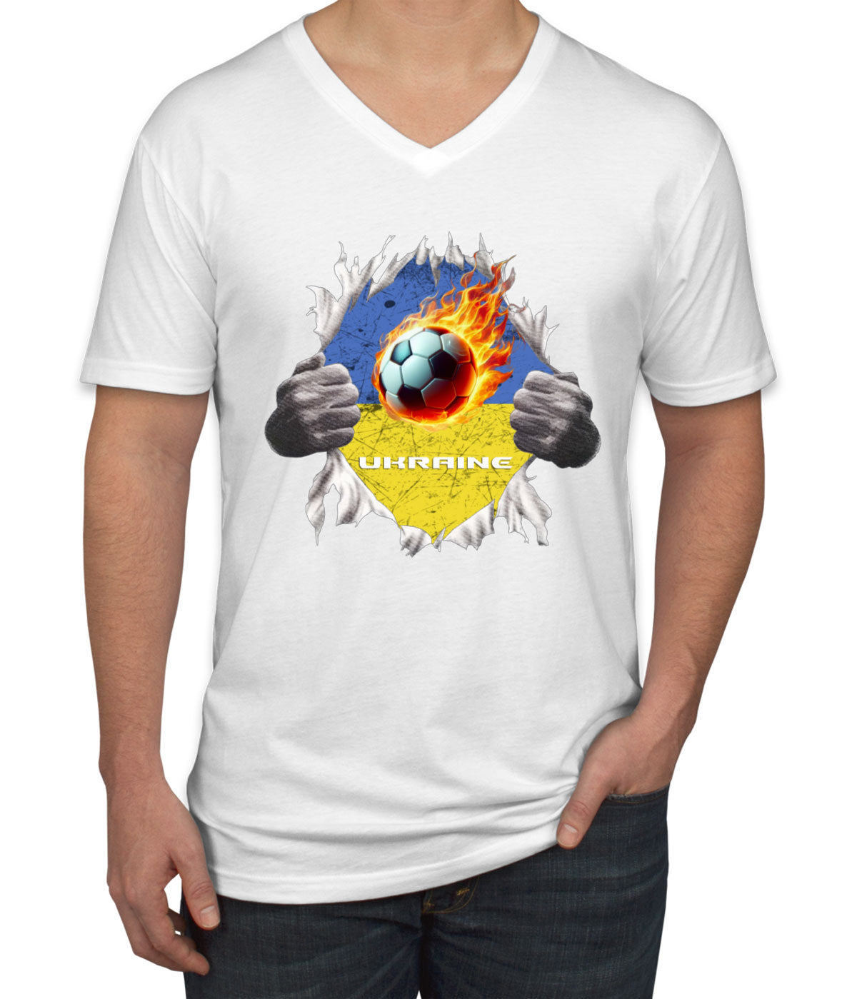 Ukraine Euro Cup Soccer Football Men's V Neck T-shirt