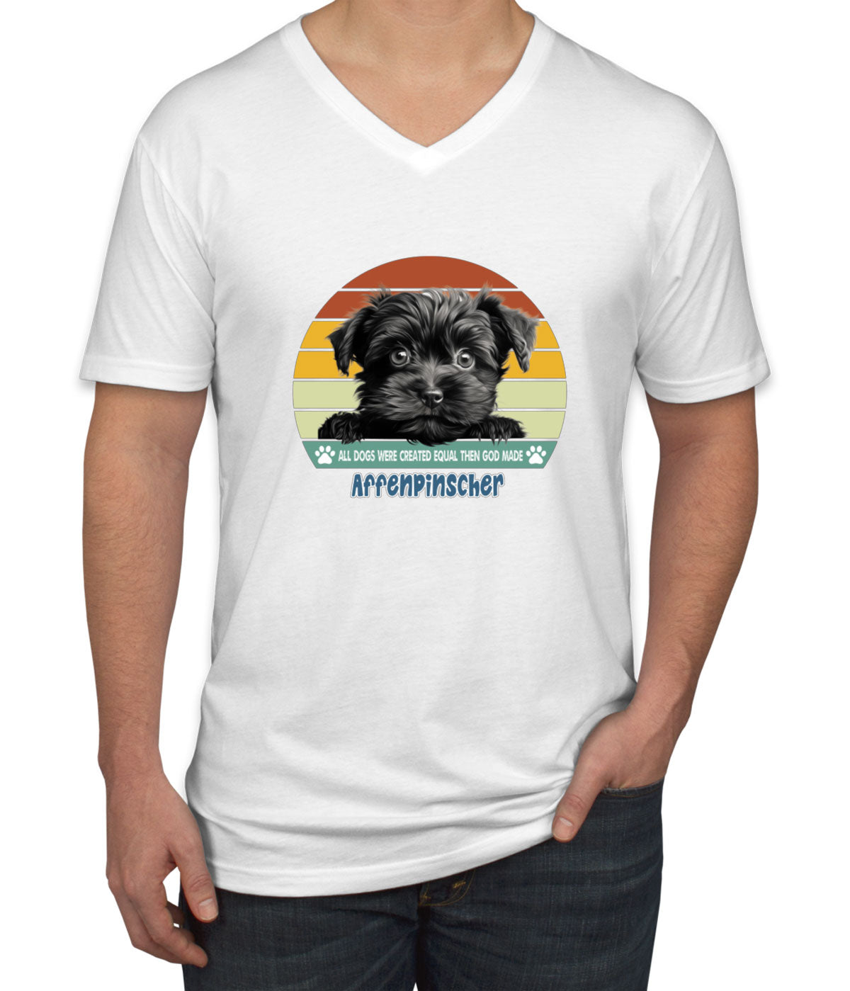 All Dogs Were Created Equal Affenpinscher Men's V Neck T-shirt