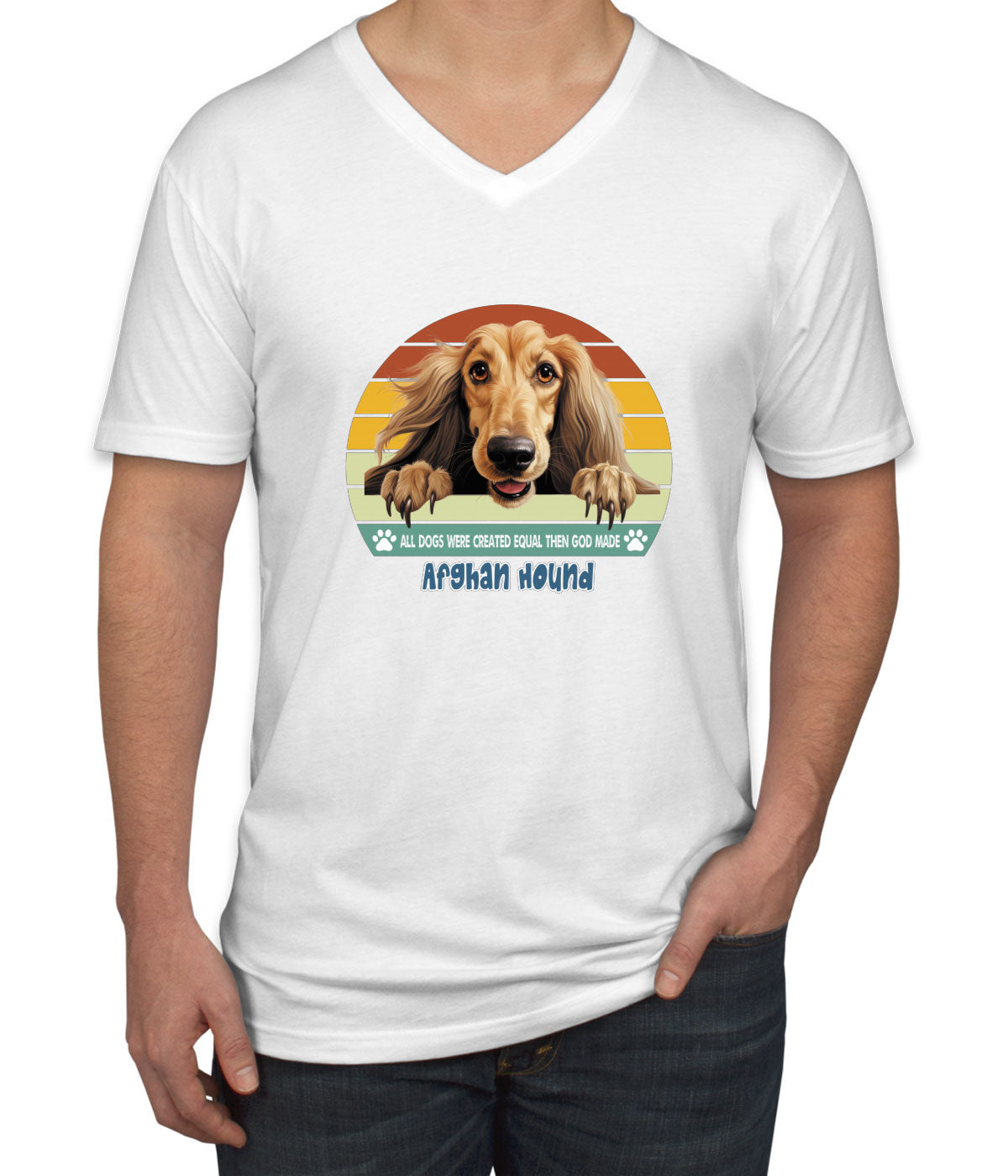 All Dogs Were Created Equal Afghan Hound Men's V Neck T-shirt