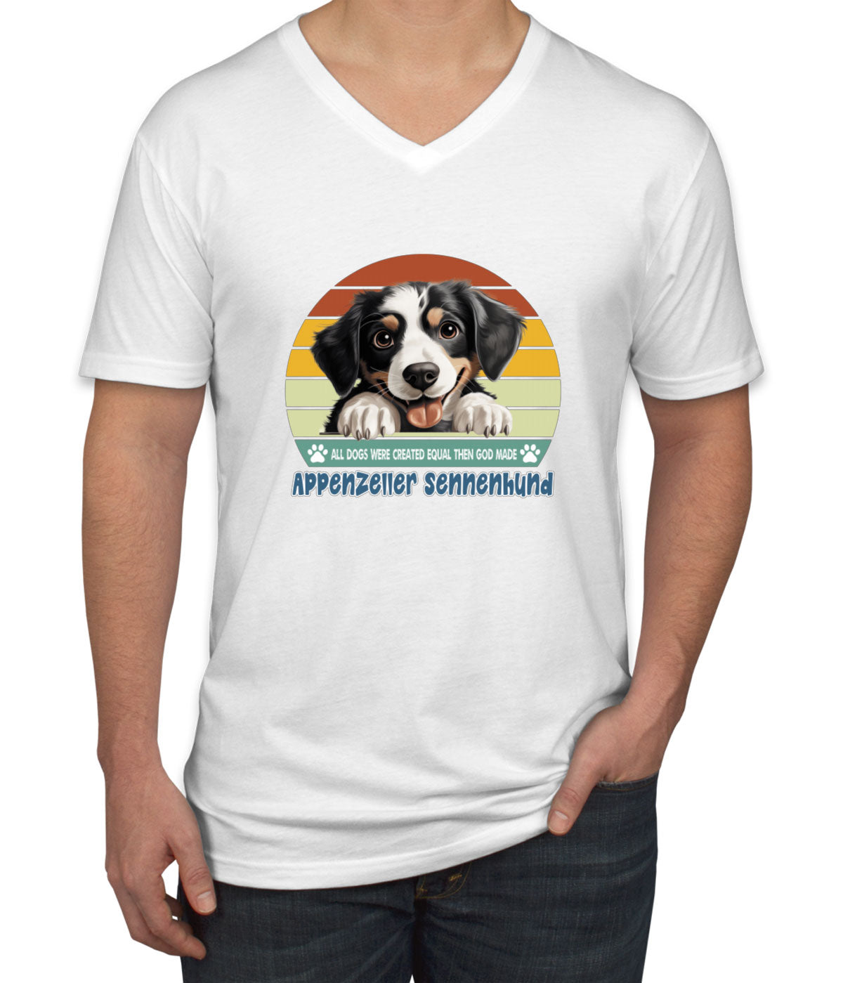 All Dogs Were Created Equal Appenzeller Sennenhund Men's V Neck T-shirt