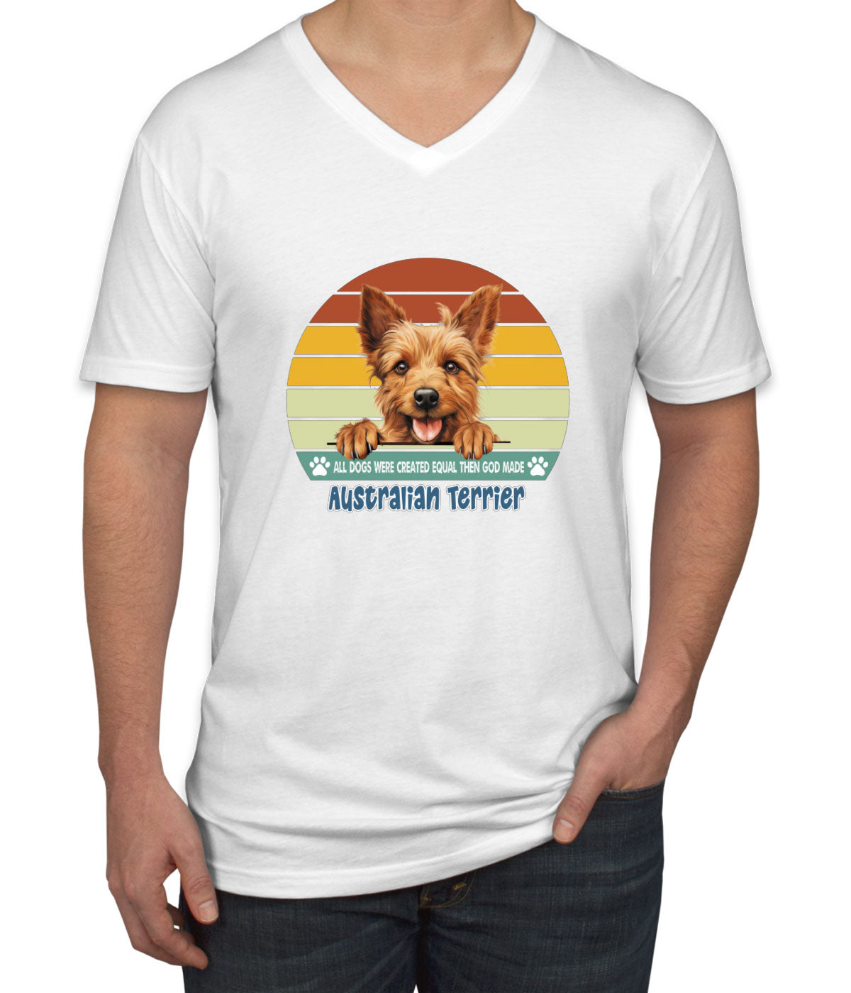 All Dogs Were Created Equal Australian Terrier Men's V Neck T-shirt