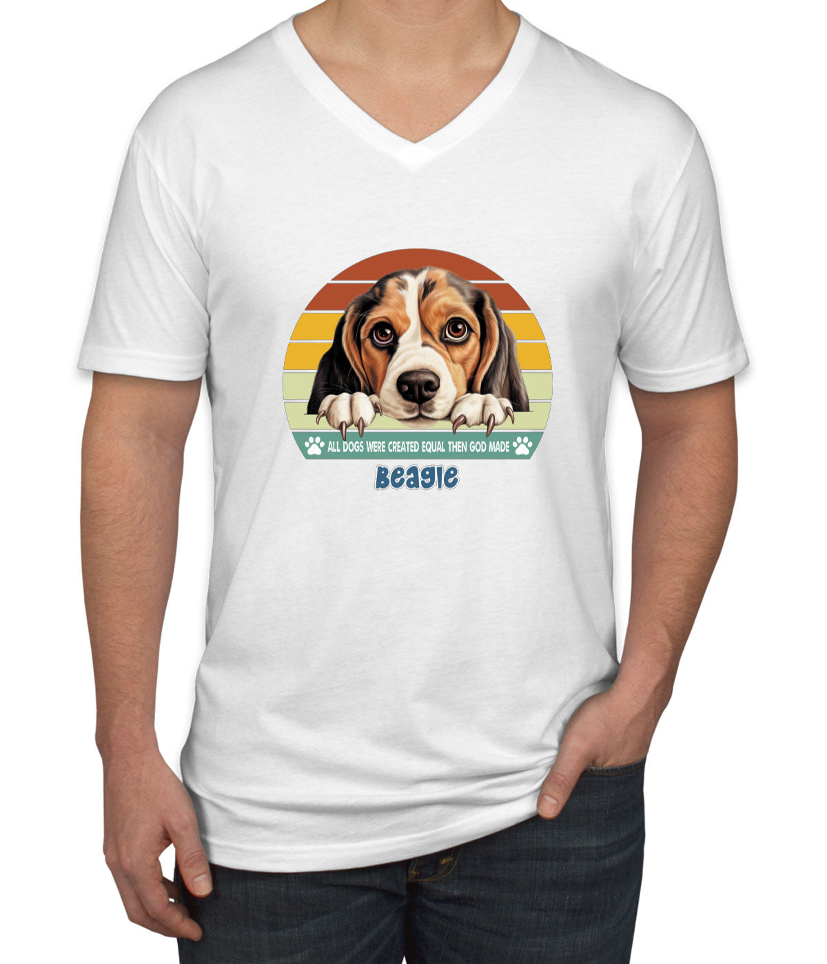 All Dogs Were Created Equal Beagle Men's V Neck T-shirt